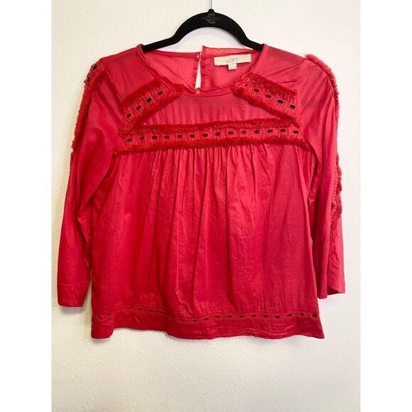 LOFT Frayed Eyelet‎ Boho Top - Picture 3 of 7